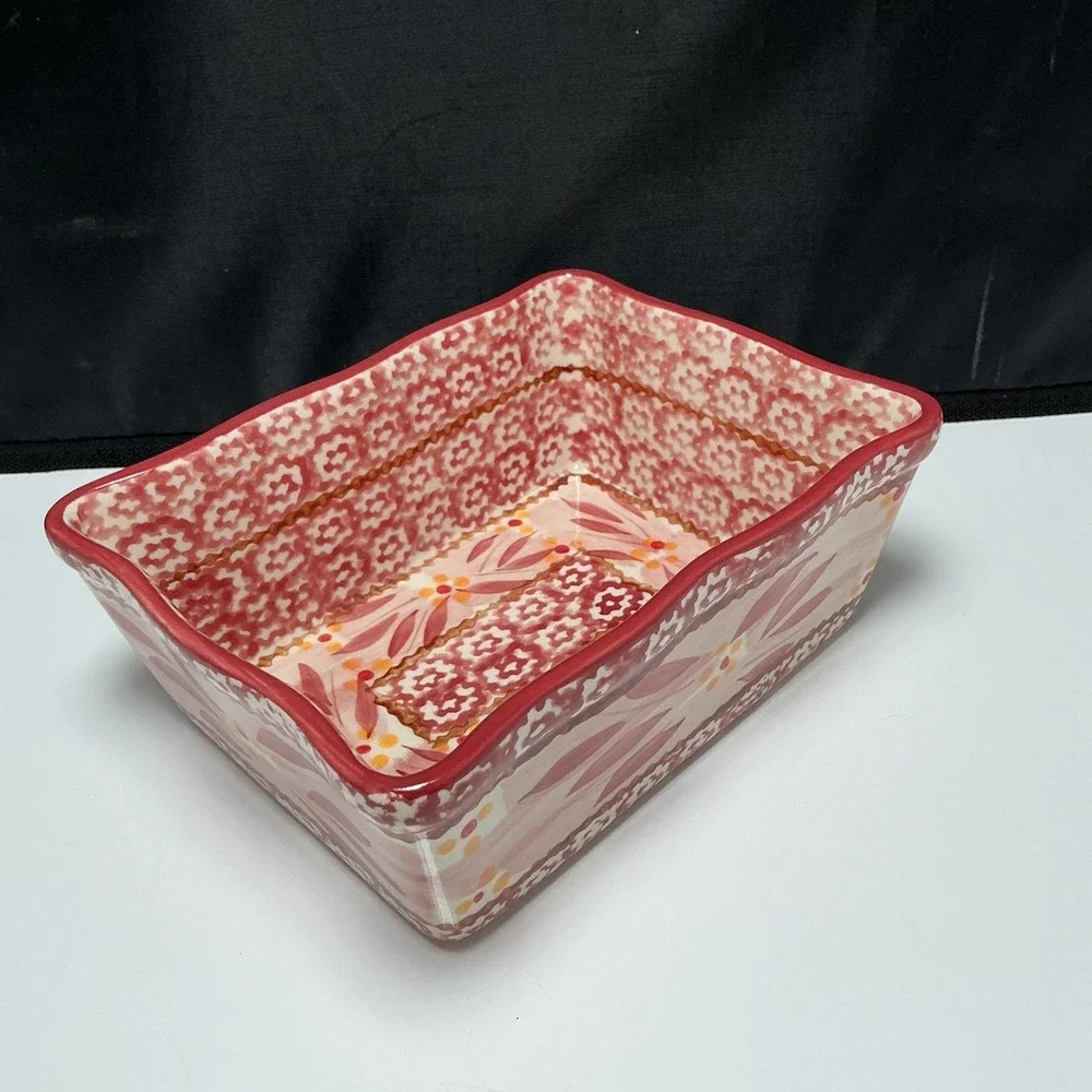 Old World‎ Cranberry 1 Quart Baking Dishes Temp-tations w/ Holders 8 Piece Set